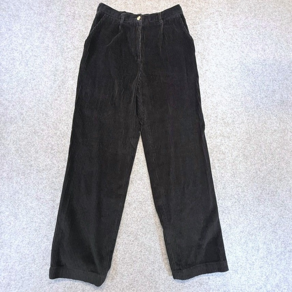 Appleseeds Vintage Womens 4P Black Corduroy Pants High Rise 100 Cotton Academia